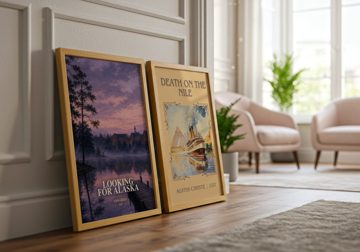 Looking For Alaska watercolour print framed by window – literary home decor