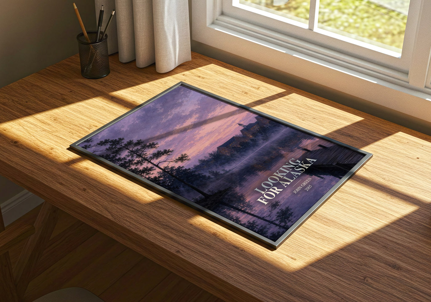 Looking For Alaska watercolour book poster framed on wall – young adult wall art