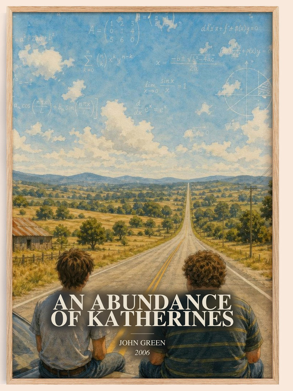 An Abundance Of Katherines watercolour book poster by John Green – framed literary art print
