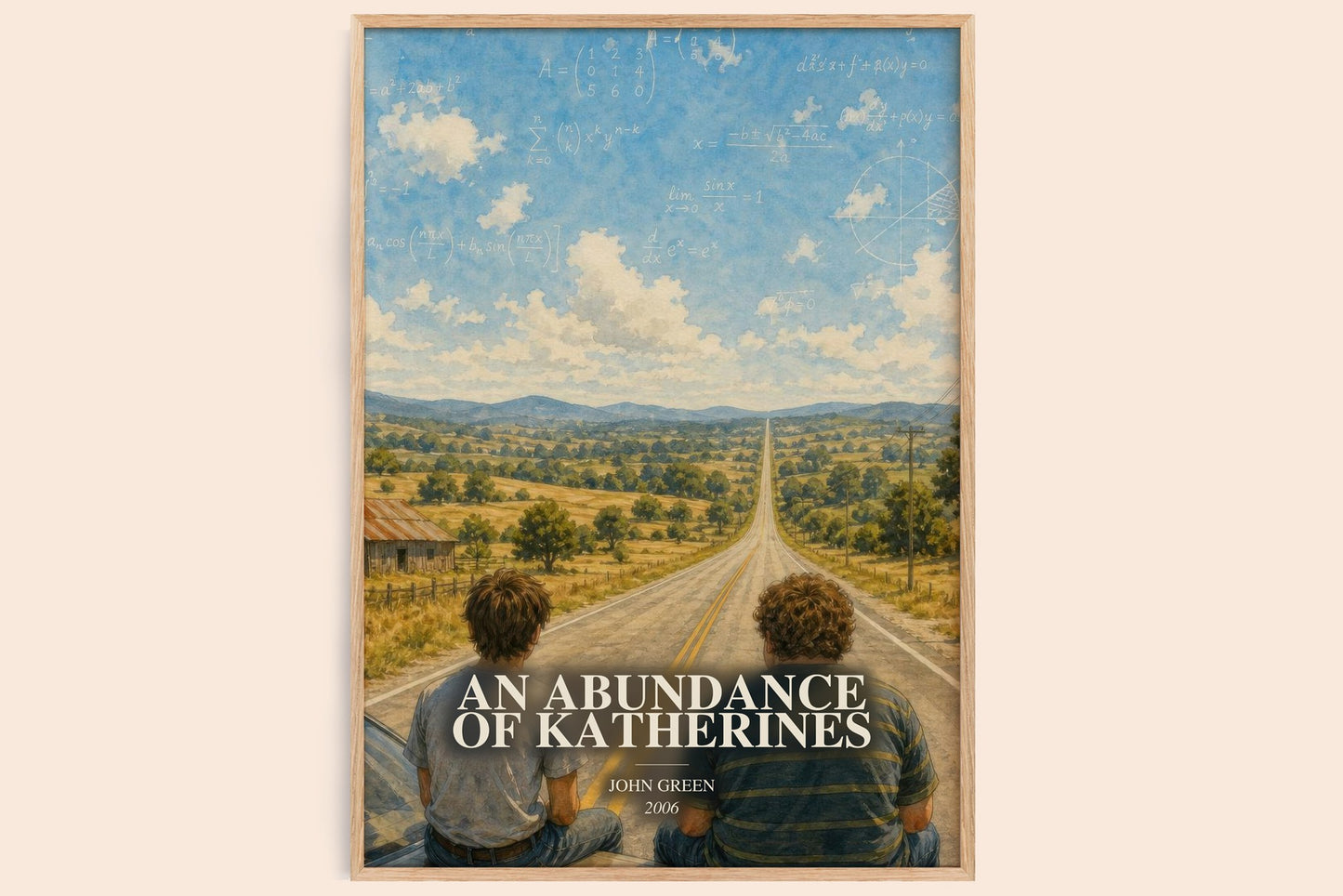 An Abundance Of Katherines watercolour book poster by John Green – framed literary art print