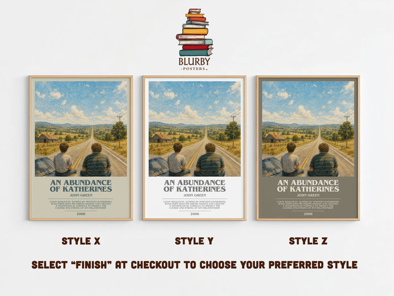 An Abundance Of Katherines bookish print in frame leaning in hallway – young adult wall art