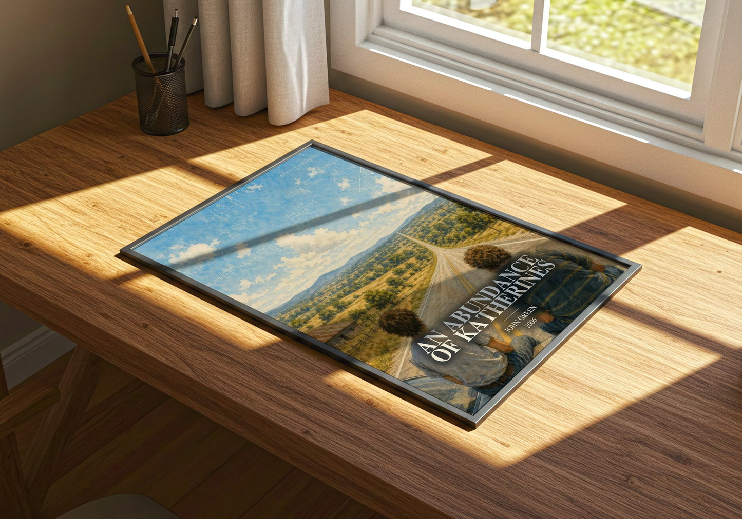 An Abundance Of Katherines watercolour book poster framed on wall – young adult wall art