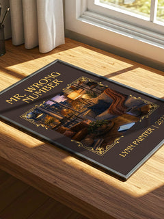 Mr. Wrong Number Classic Book Art Print by Lynn Painter – print on a sunlit desk