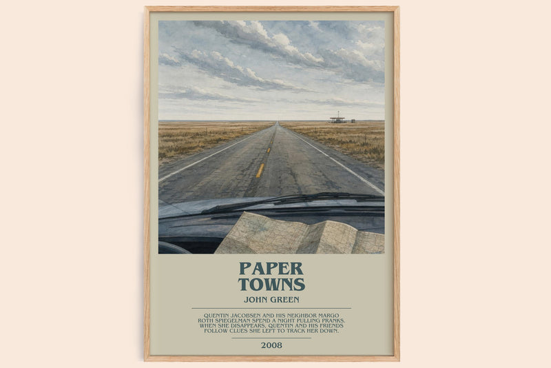 Paper Towns bookish book poster by John Green – framed literary art print