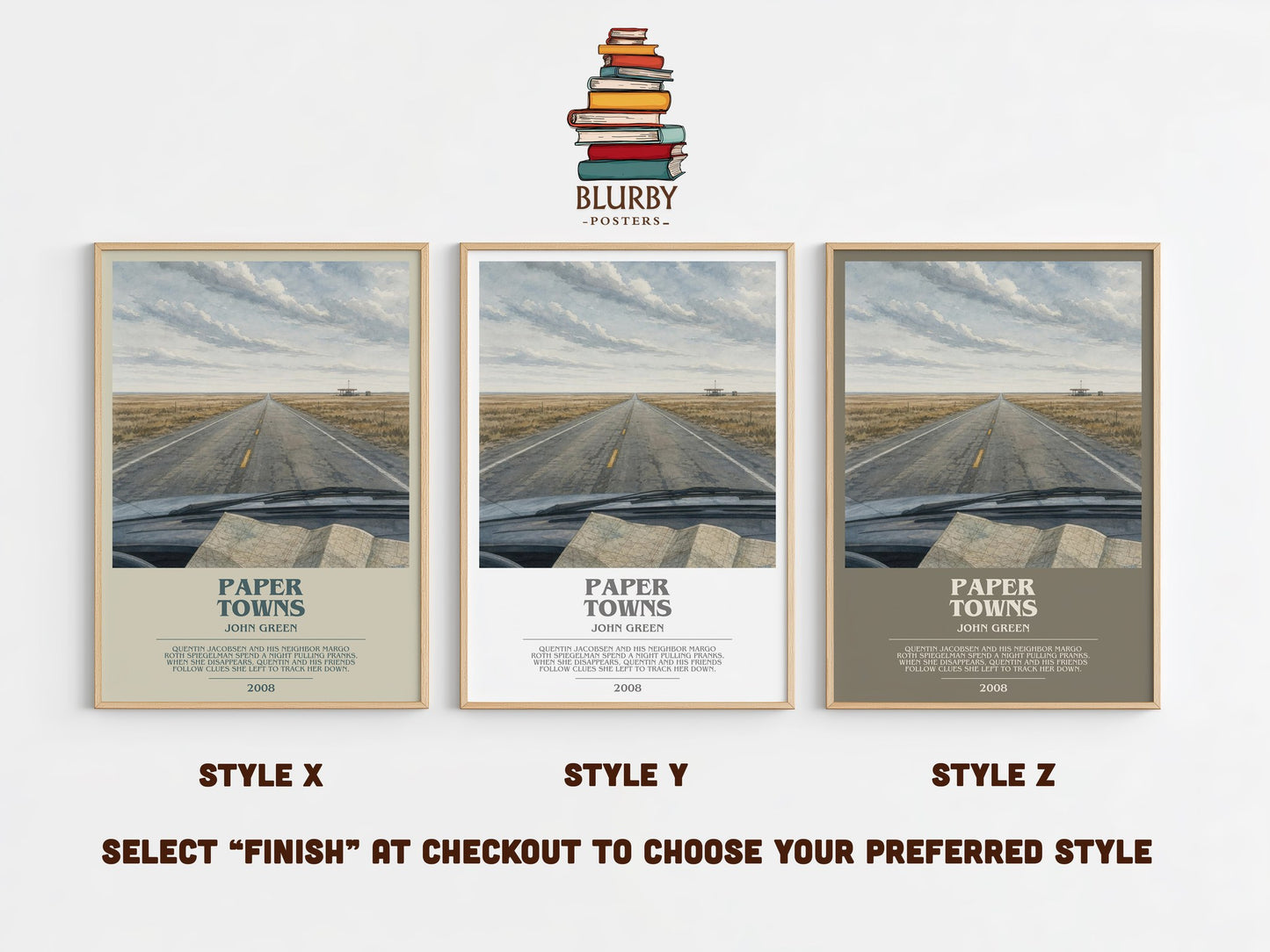 Paper Towns bookish print in frame leaning in hallway – young adult wall art