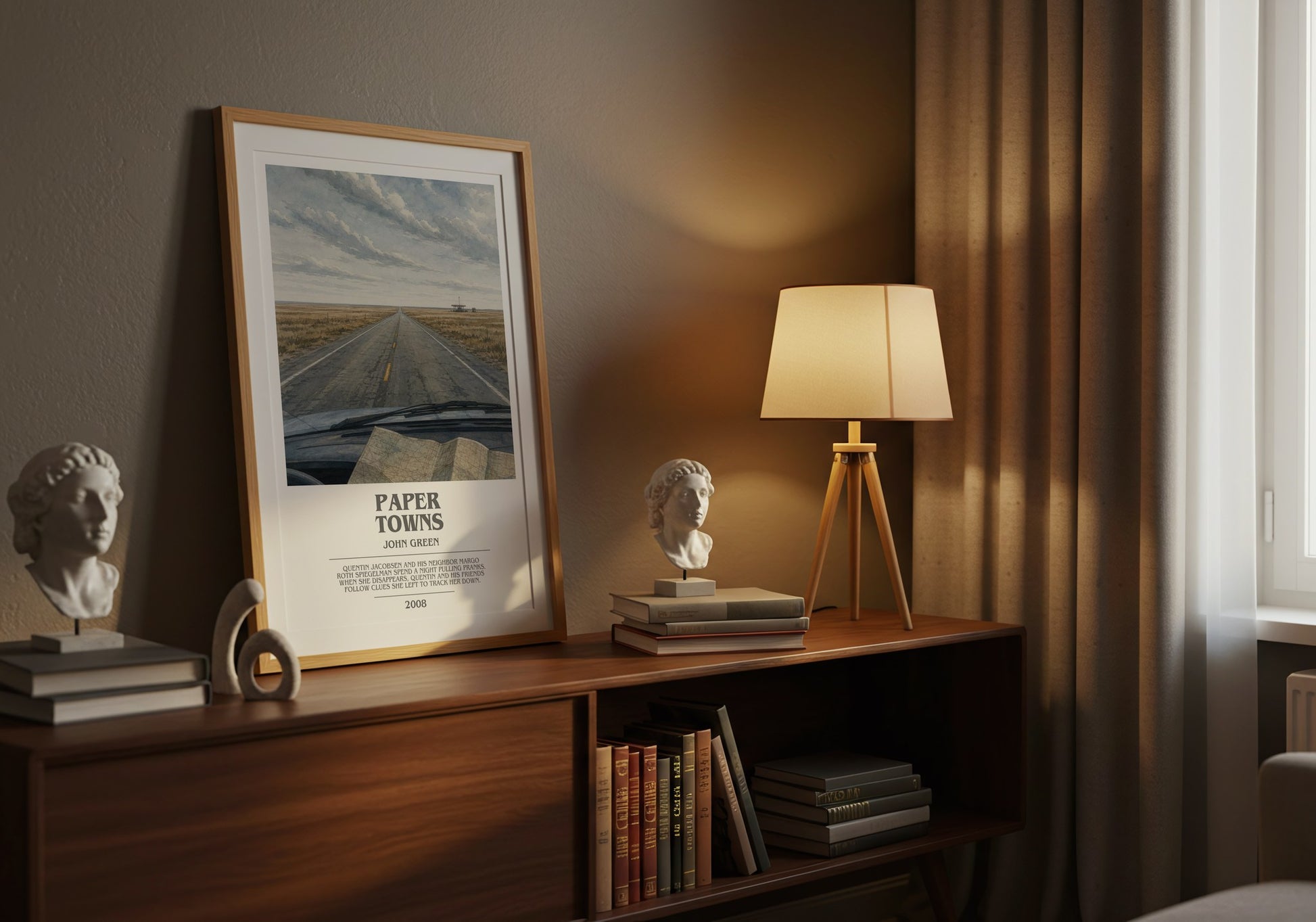 Paper Towns bookish book poster framed on wall – young adult wall art