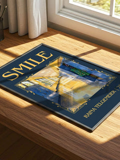 Smile Classic Book Art Print by Raina Telgemeier – print on a sunlit desk