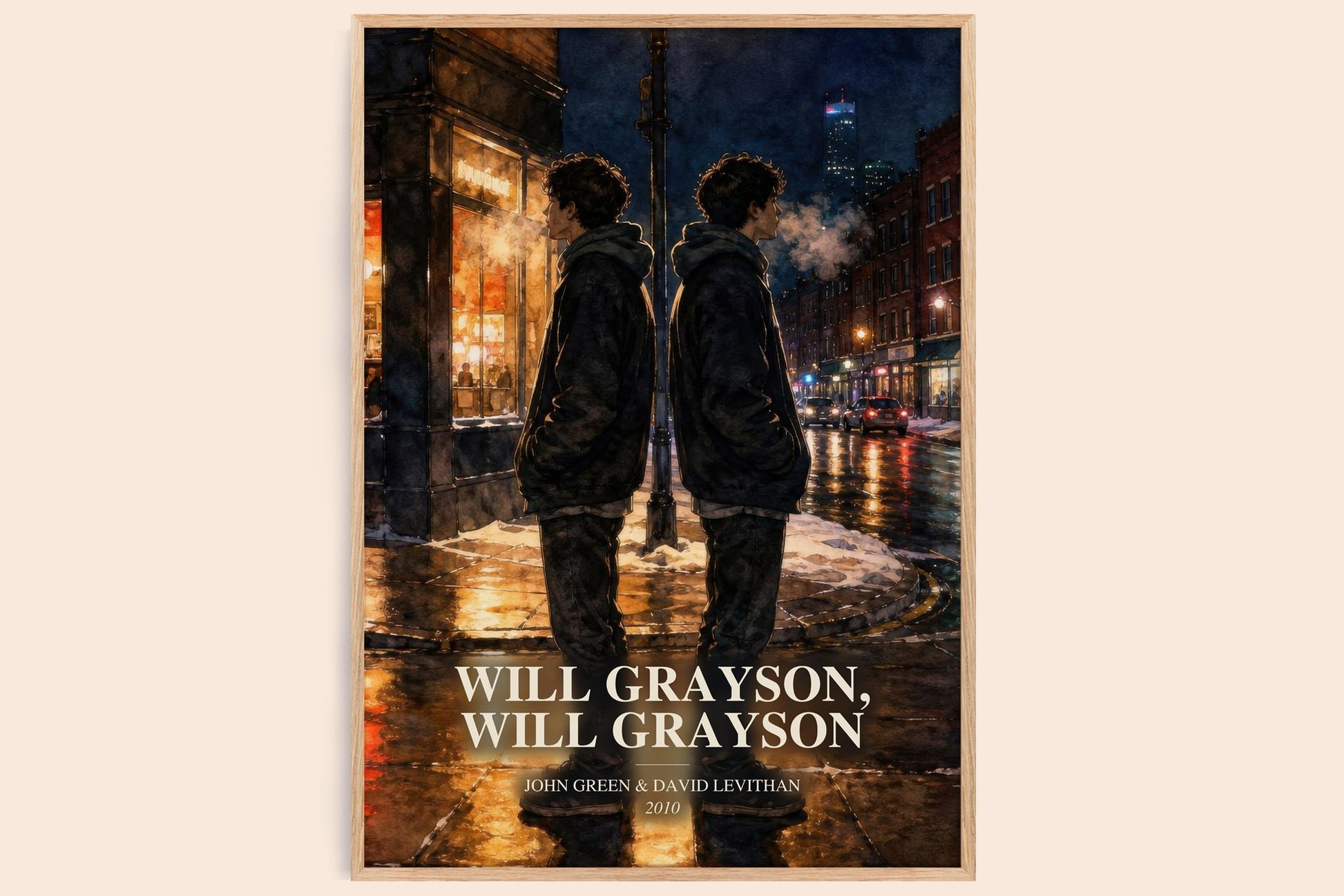 Will Grayson, Will Grayson watercolour book poster by John Green & David Levithan – framed literary art print