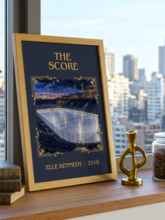 The Score Classic Book Art Print by Elle Kennedy – framed print on a city-view windowsill