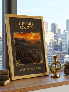 The Kill Order Classic Book Art Print by James Dashner – framed print on a city-view windowsill