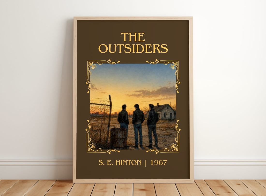 The Outsiders Classic Book Art Print by S. E. Hinton – framed print leaning on a wooden floor