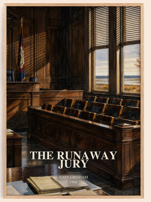 The Runaway Jury watercolour book poster by John Grisham – framed literary art print