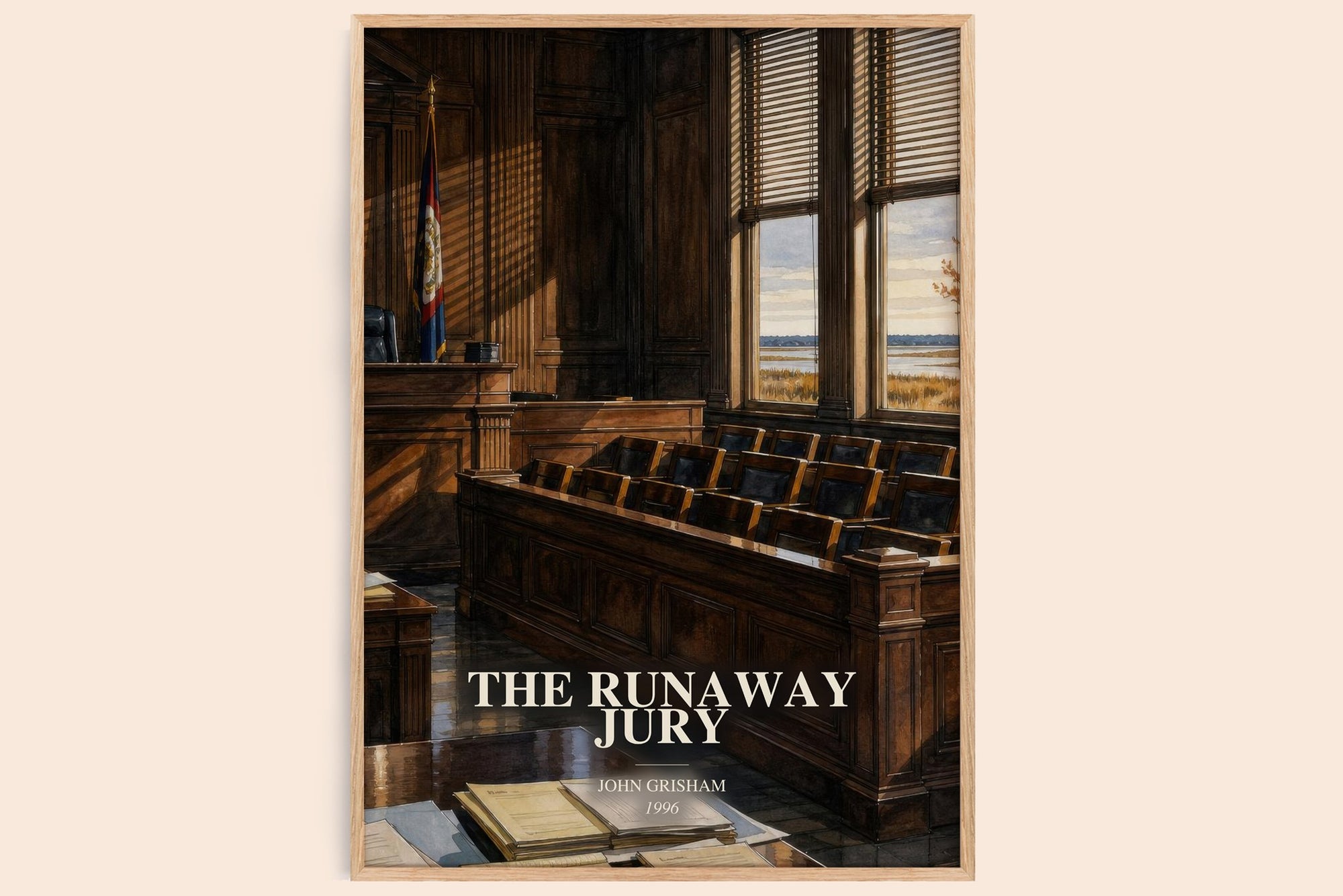 The Runaway Jury watercolour book poster by John Grisham – framed literary art print