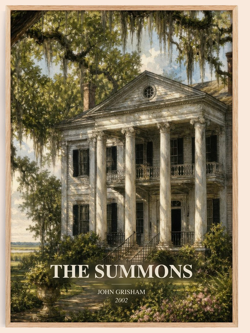 The Summons watercolour book poster by John Grisham – framed literary art print