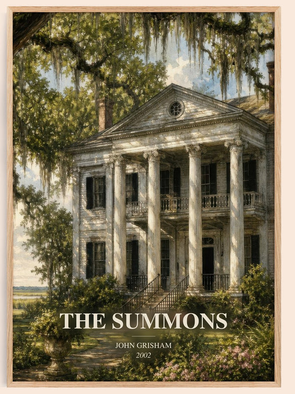 The Summons watercolour book poster by John Grisham – framed literary art print