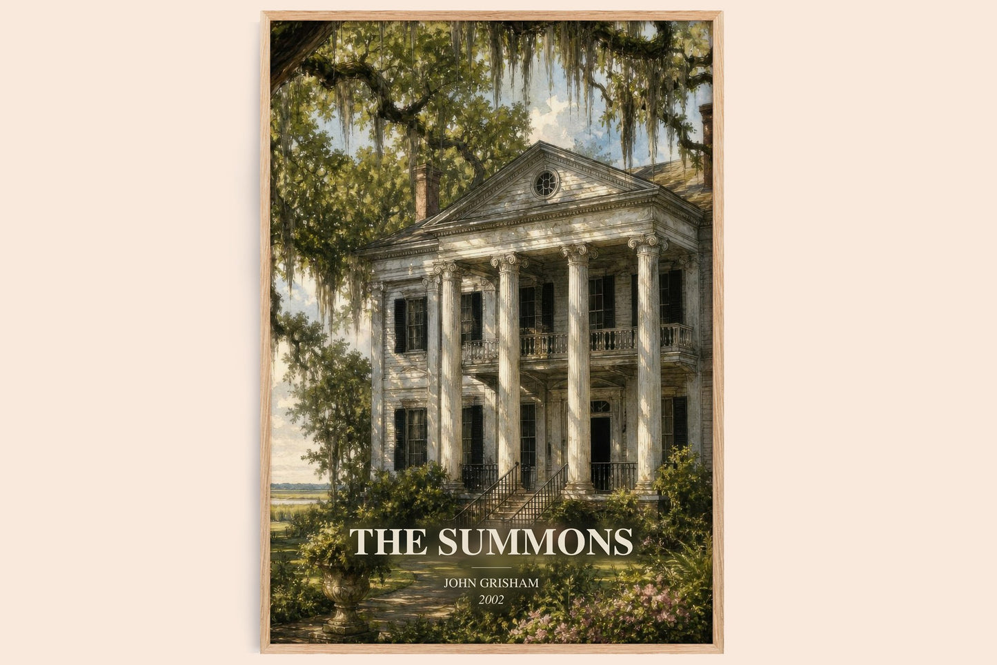 The Summons watercolour book poster by John Grisham – framed literary art print