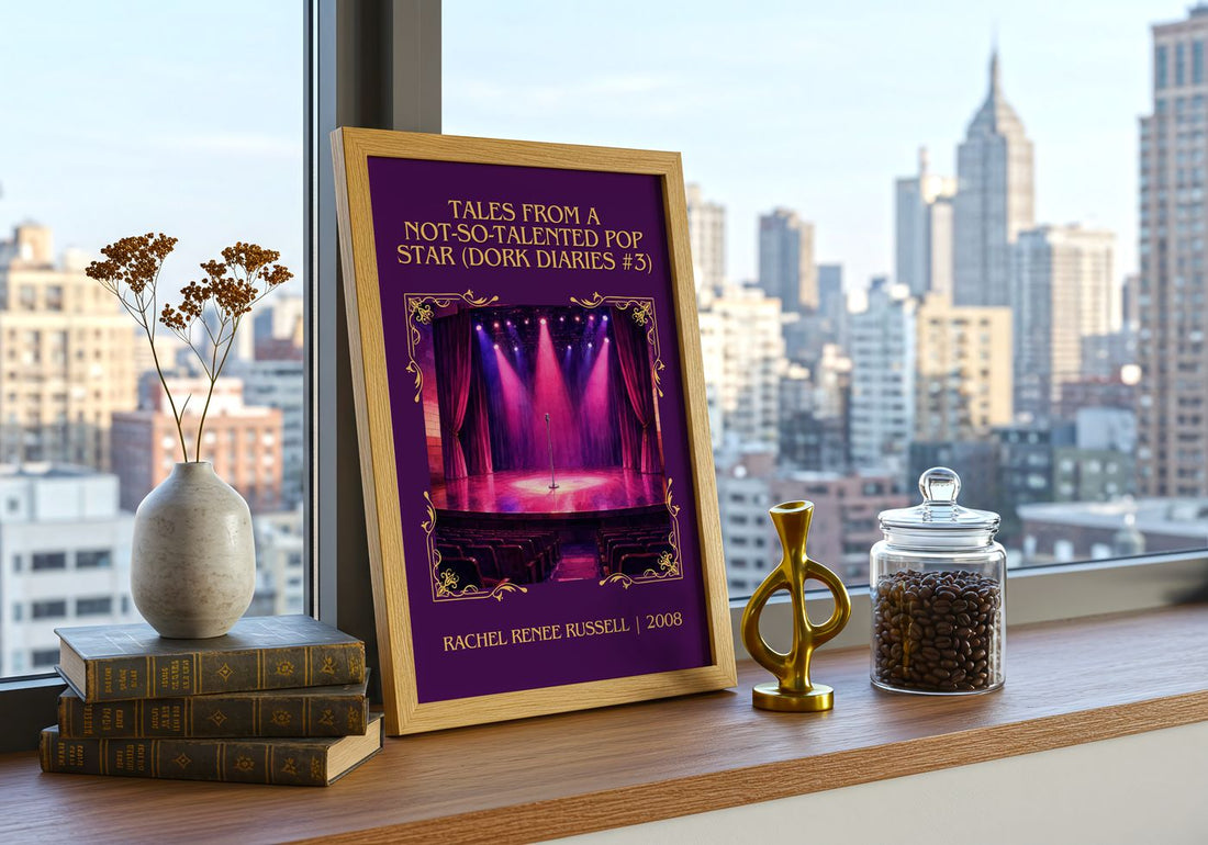 Tales from a Not-so-talented Pop Star (Dork Diaries #3) Classic Book Art Print by Rachel Renée Russell – framed print on a city-view windowsill