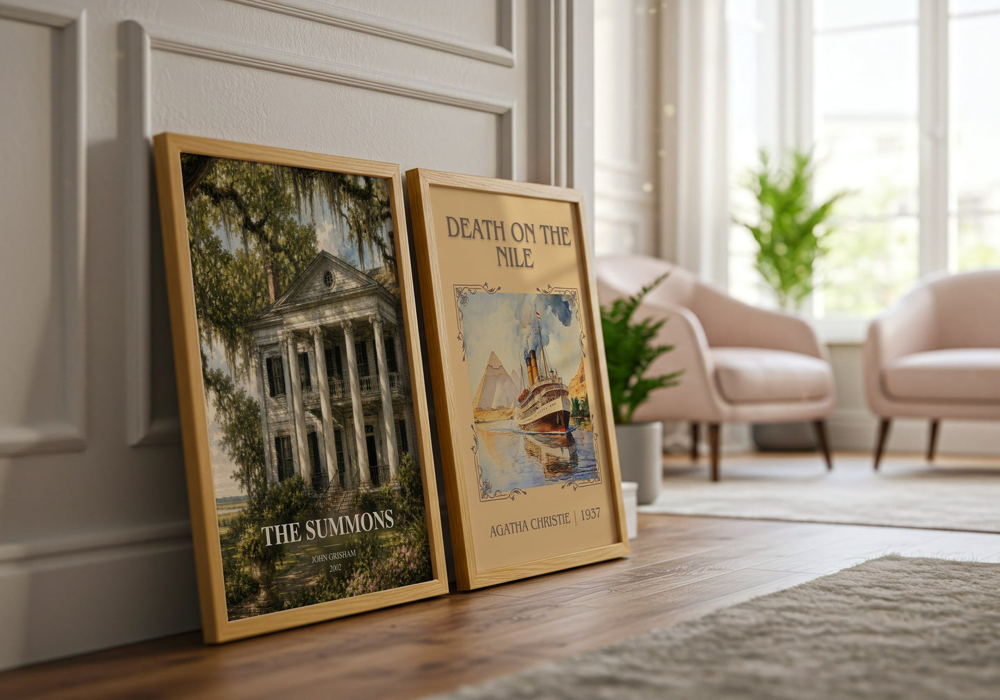The Summons watercolour print framed by window – literary home decor