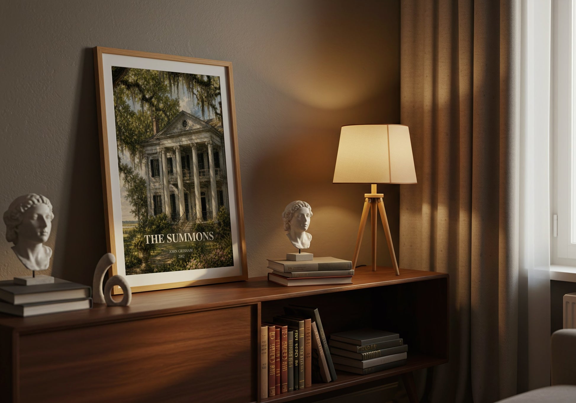 The Summons watercolour print on bookshelf – John Grisham fan gift