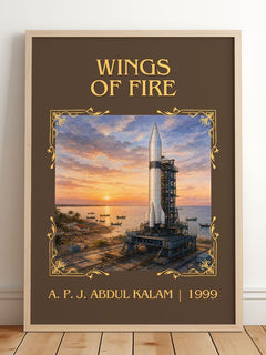 Wings of Fire Classic Book Art Print by A. P. J. Abdul Kalam – framed print leaning on a wooden floor