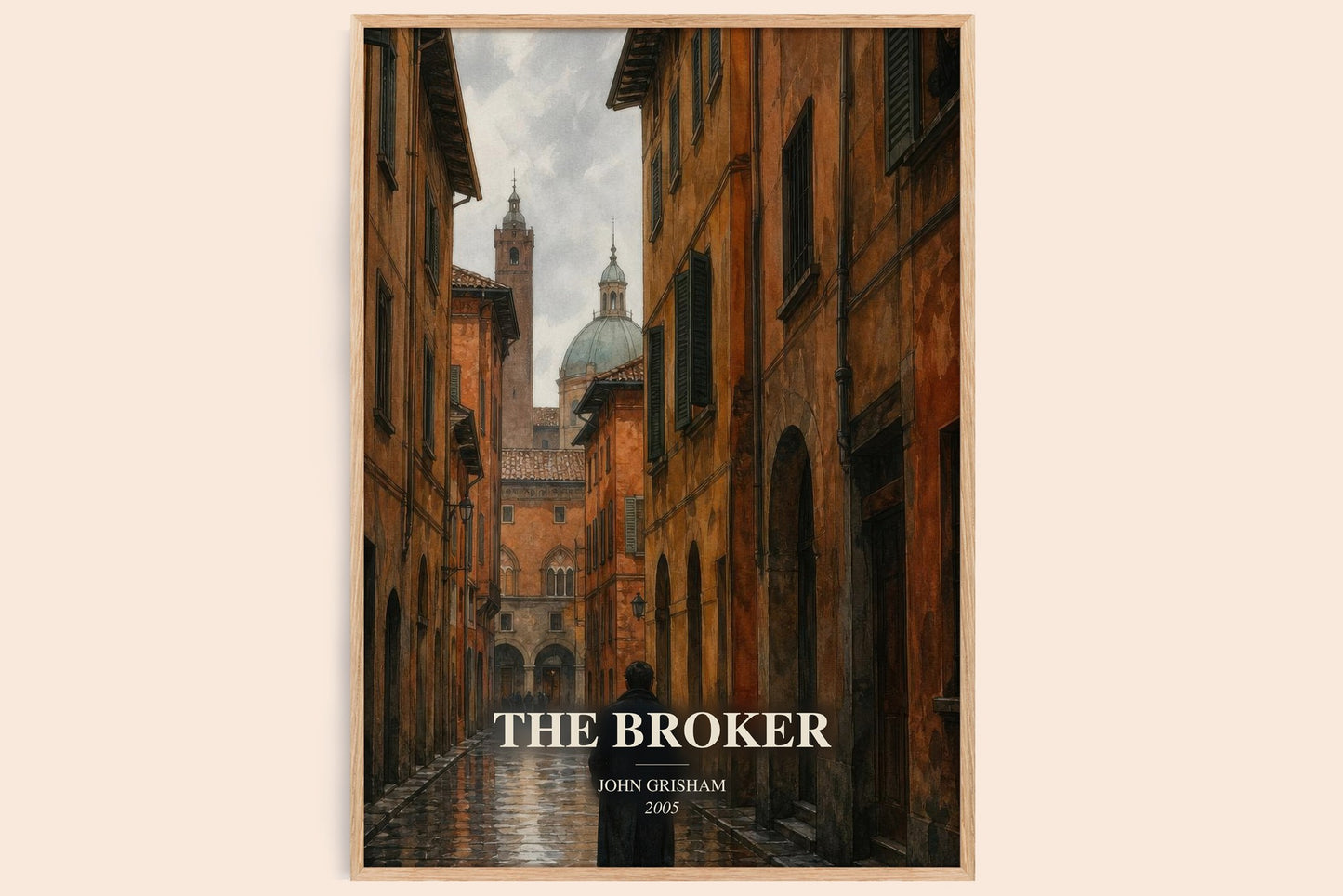 The Broker watercolour book poster by John Grisham – framed literary art print