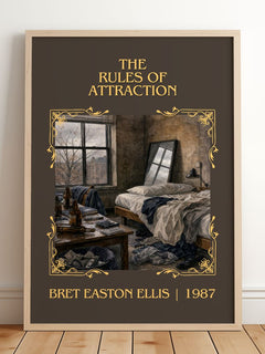 The rules of attraction Classic Book Art Print by Bret Easton Ellis – framed print leaning on a wooden floor