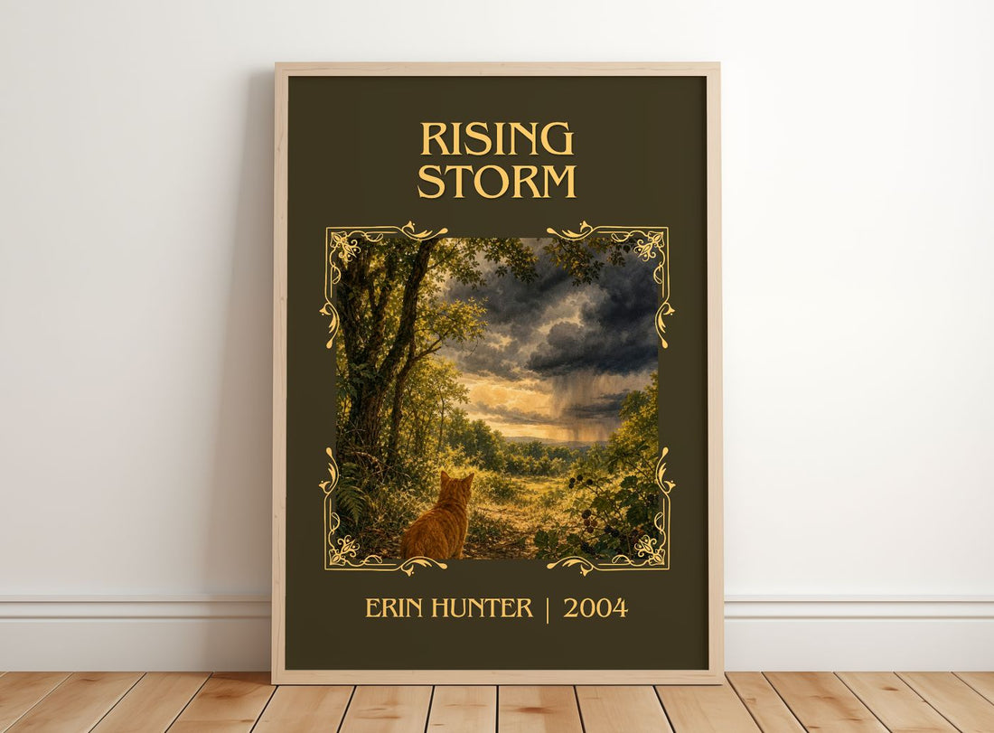 Rising Storm Classic Book Art Print by Erin Hunter – framed print leaning on a wooden floor