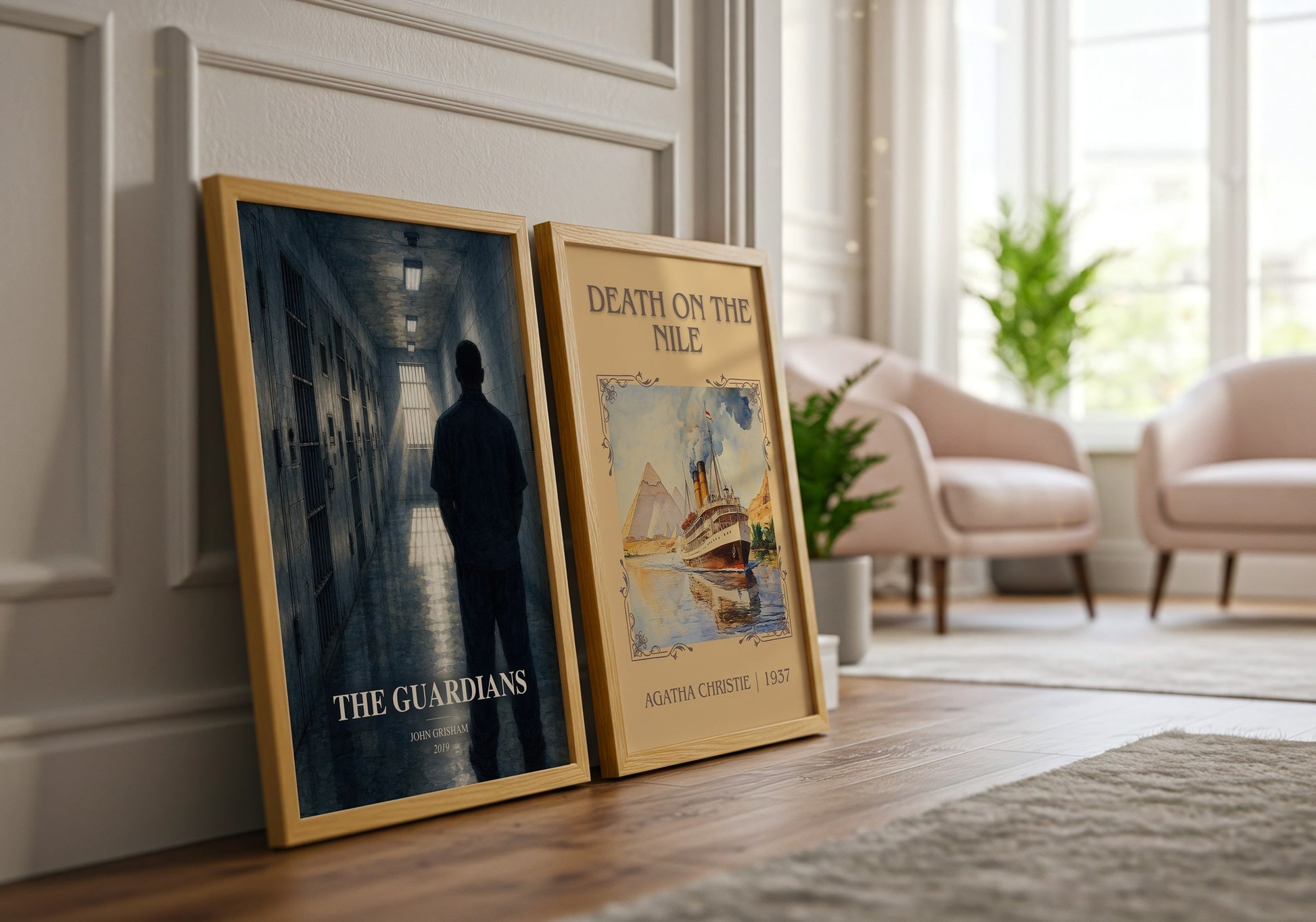 The Guardians watercolour print framed by window – literary home decor