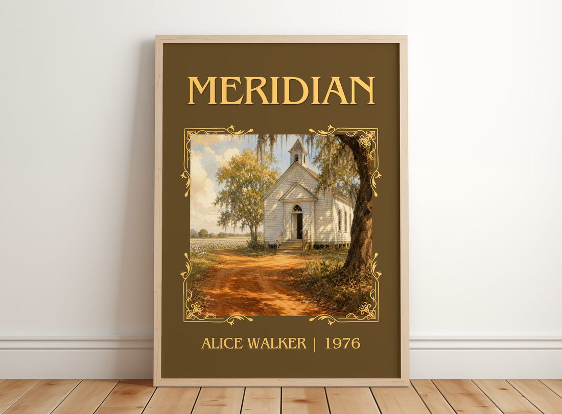 Meridian Classic Book Art Print by Alice Walker – framed print leaning on a wooden floor