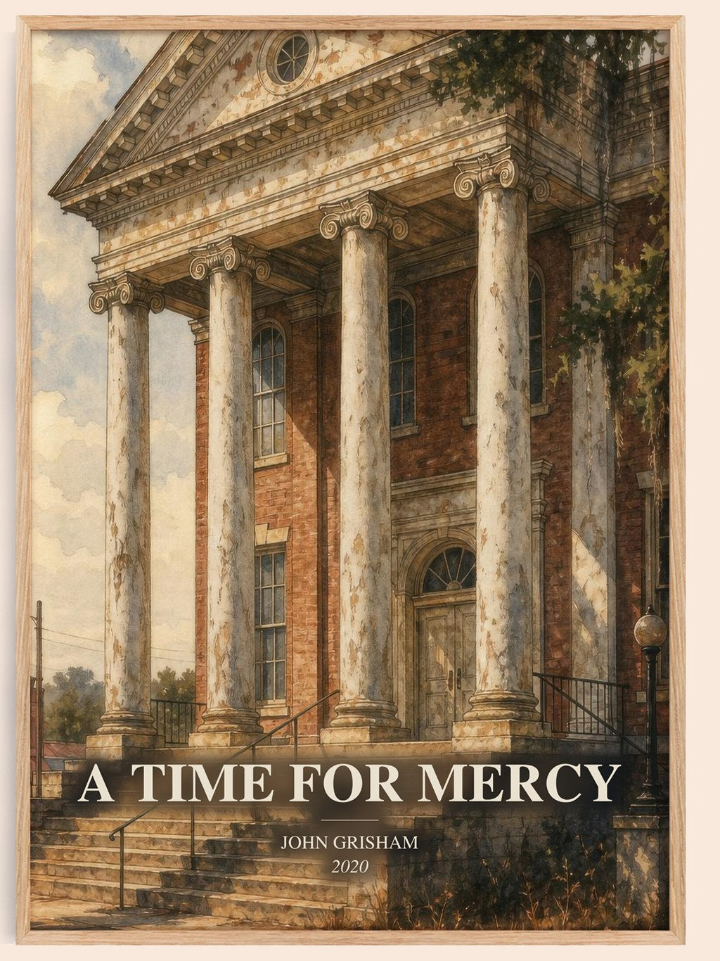 A Time For Mercy watercolour book poster by John Grisham – framed literary art print