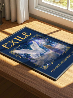 Exile Classic Book Art Print by Shannon Messenger – print on a sunlit desk