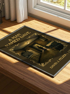 A man named Dave Classic Book Art Print by David J. Pelzer – print on a sunlit desk