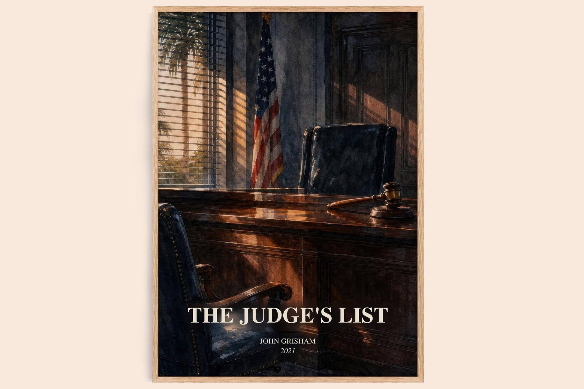 The Judge'S List watercolour book poster by John Grisham – framed literary art print