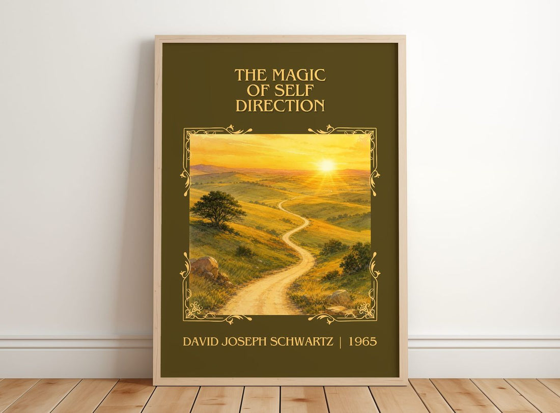 Magic of Self Direction Classic Book Art Print by D. Schwartz – framed print leaning on a wooden floor