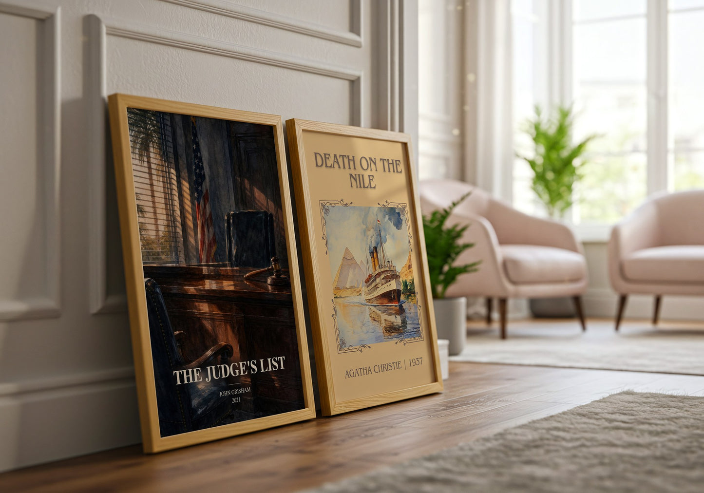 The Judge'S List watercolour print framed by window – literary home decor