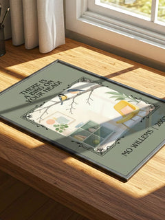 There is a bird on your head! Classic Book Art Print by Mo Willems – print on a sunlit desk