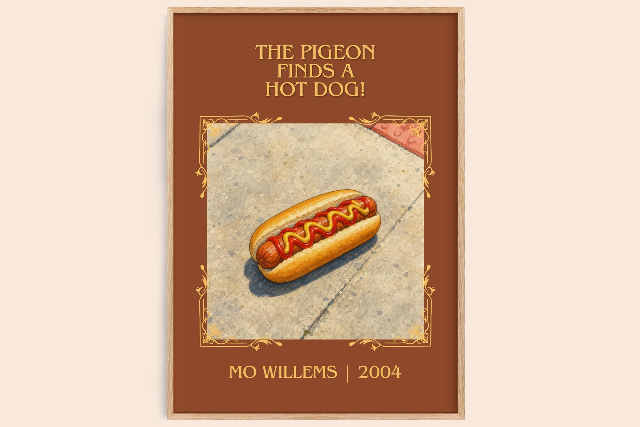 The Pigeon finds a hot dog! Classic Book Art Print by Mo Willems