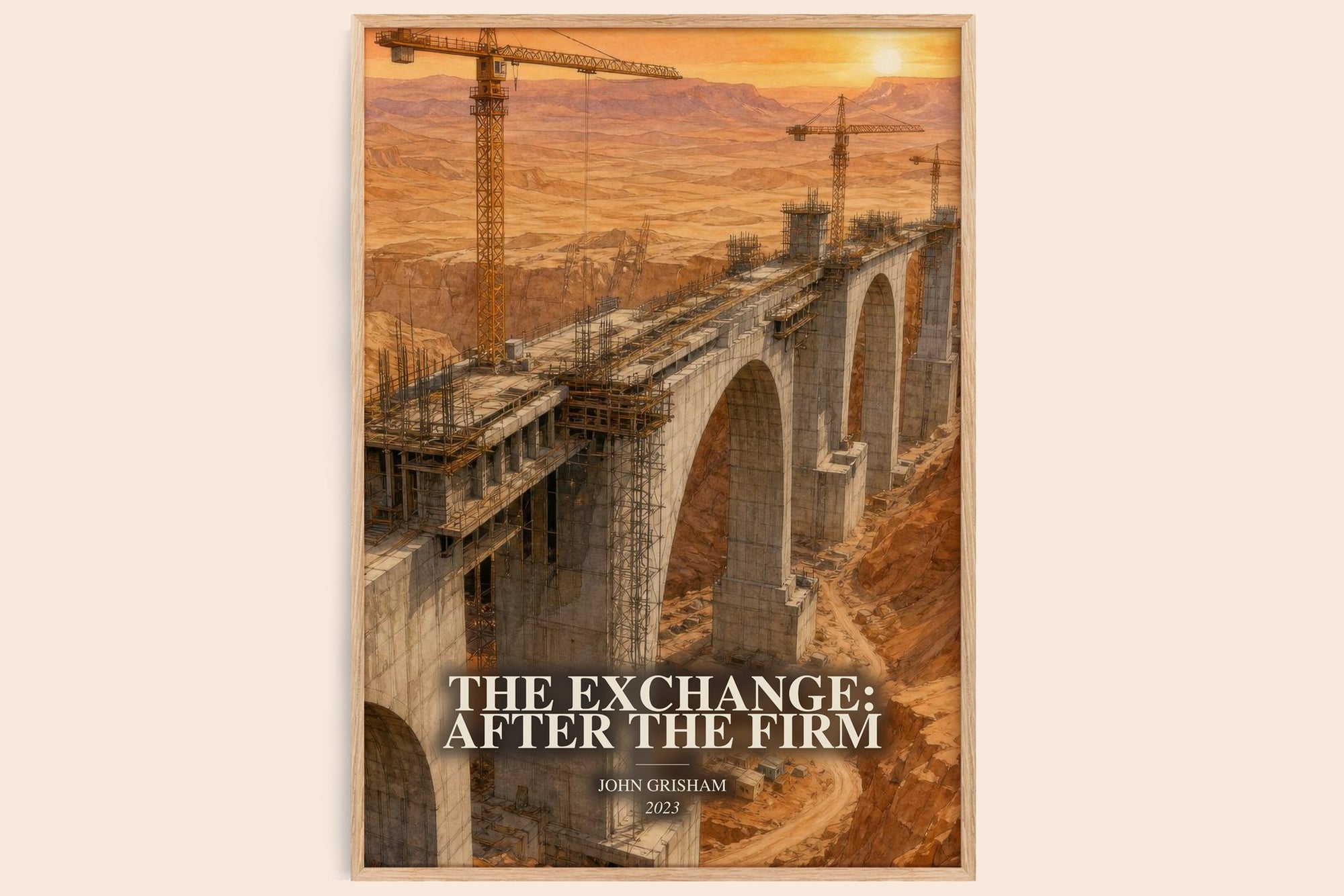 The Exchange: After The Firm watercolour book poster by John Grisham – framed literary art print