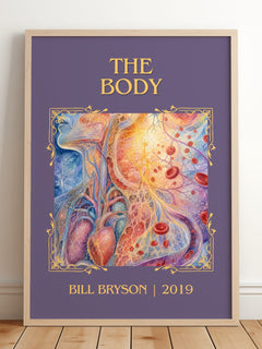 The Body Classic Book Art Print by Bill Bryson – framed print leaning on a wooden floor