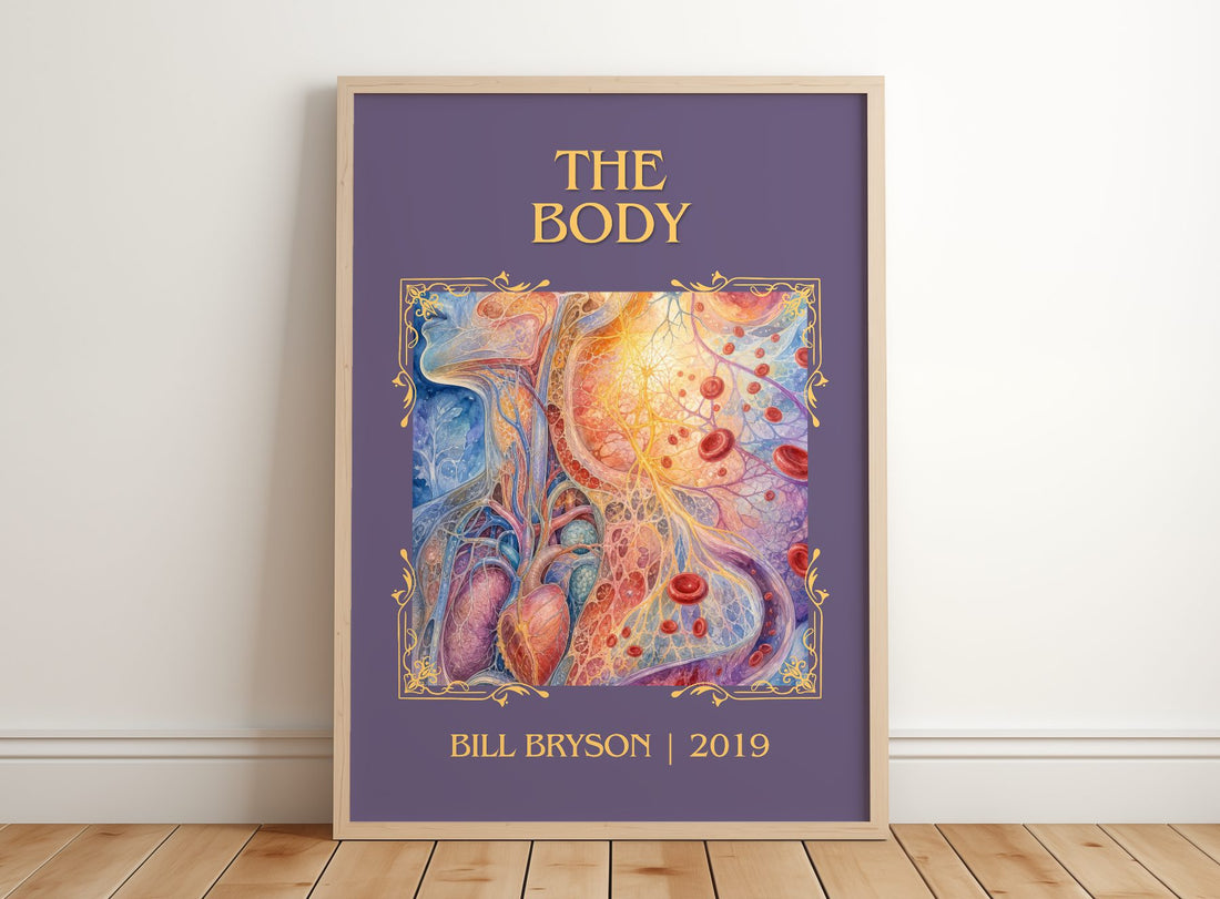 The Body Classic Book Art Print by Bill Bryson – framed print leaning on a wooden floor