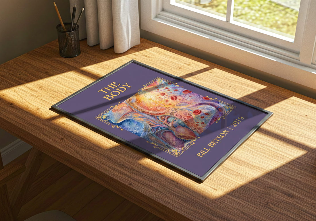 The Body Classic Book Art Print by Bill Bryson – print on a sunlit desk