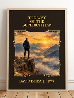 The way of the superior man Classic Book Art Print by David Deida – framed print leaning on a wooden floor