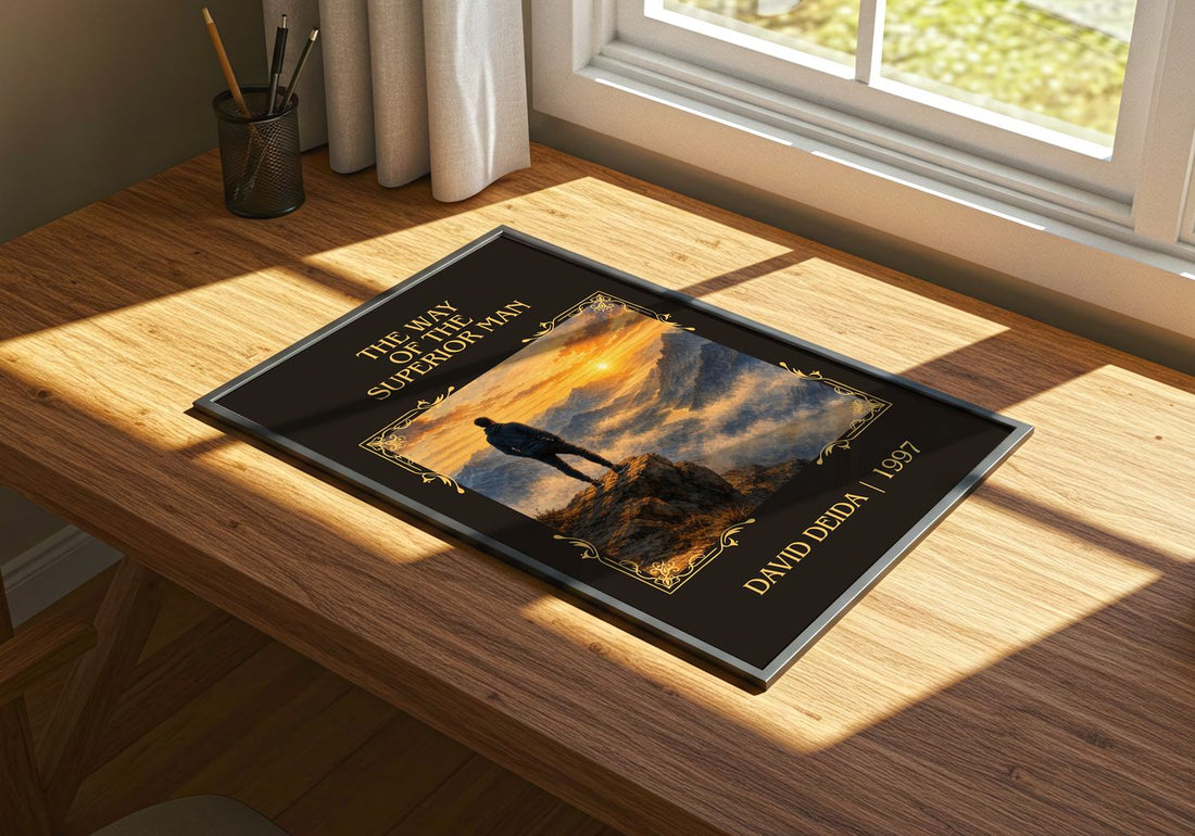 The way of the superior man Classic Book Art Print by David Deida – print on a sunlit desk