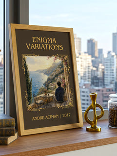 Enigma variations Classic Book Art Print by André Aciman – framed print on a city-view windowsill