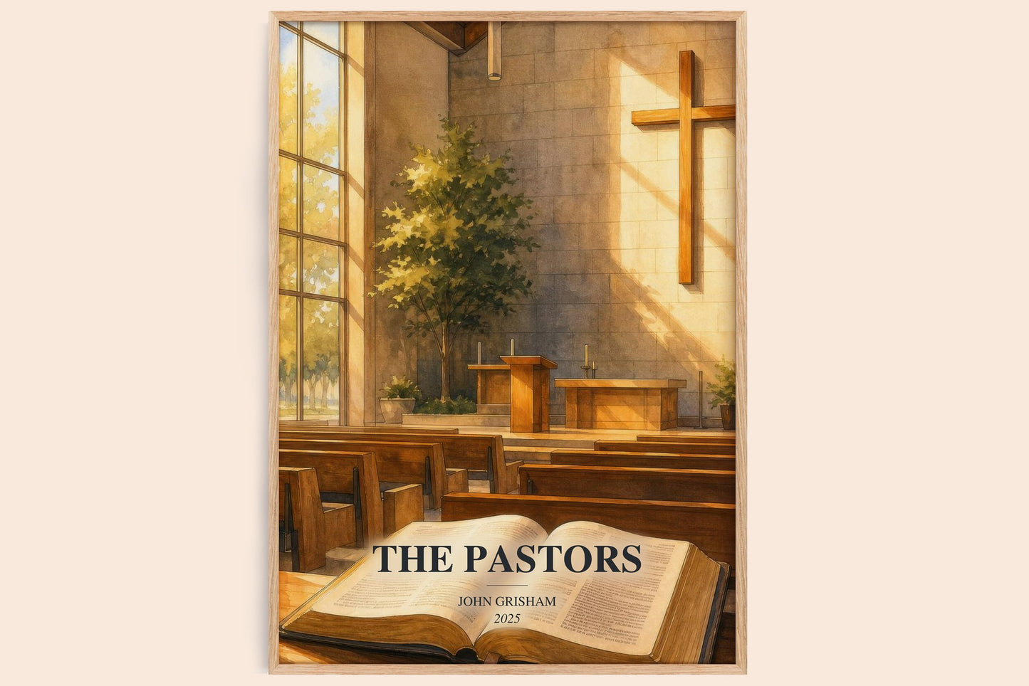 The Pastors watercolour book poster by John Grisham – framed literary art print