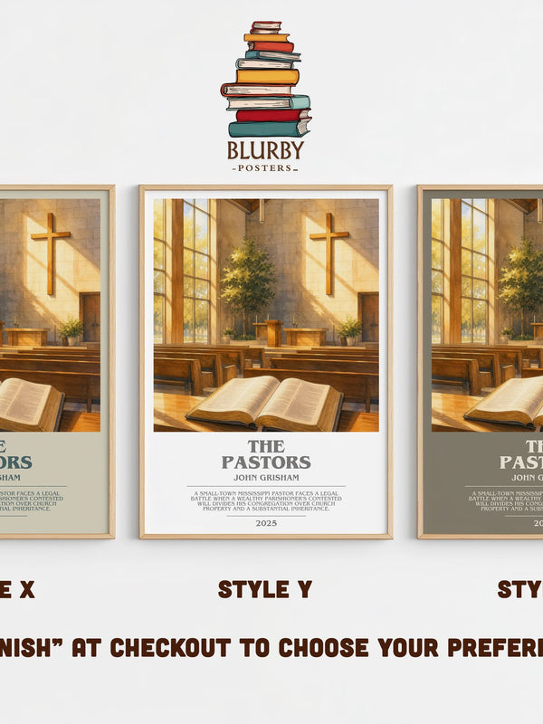 The Pastors bookish print in frame leaning in hallway – thriller wall art