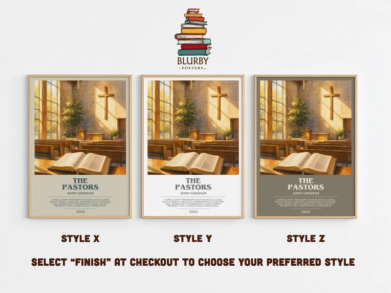 The Pastors bookish print in frame leaning in hallway – thriller wall art