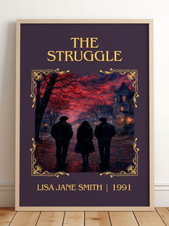 The Struggle Classic Book Art Print by Lisa Jane Smith – framed print leaning on a wooden floor