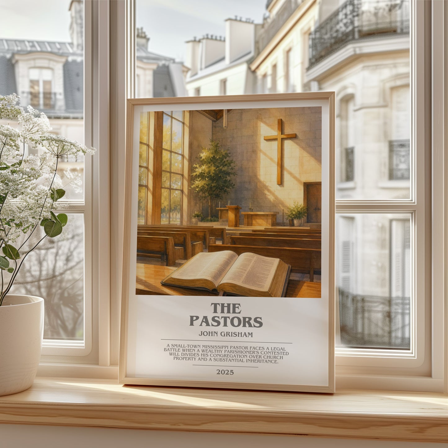 The Pastors bookish poster colour and style options – John Grisham book art