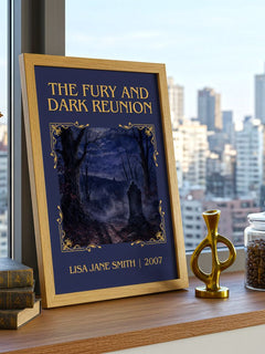 The Fury and Dark Reunion Classic Book Art Print by Lisa Jane Smith – framed print on a city-view windowsill